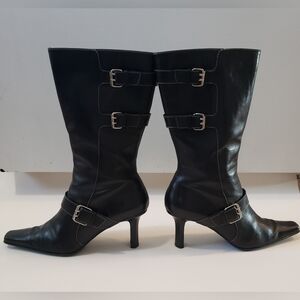 Anne Klein IFlex Black Leather High Heel Boots Size 7.